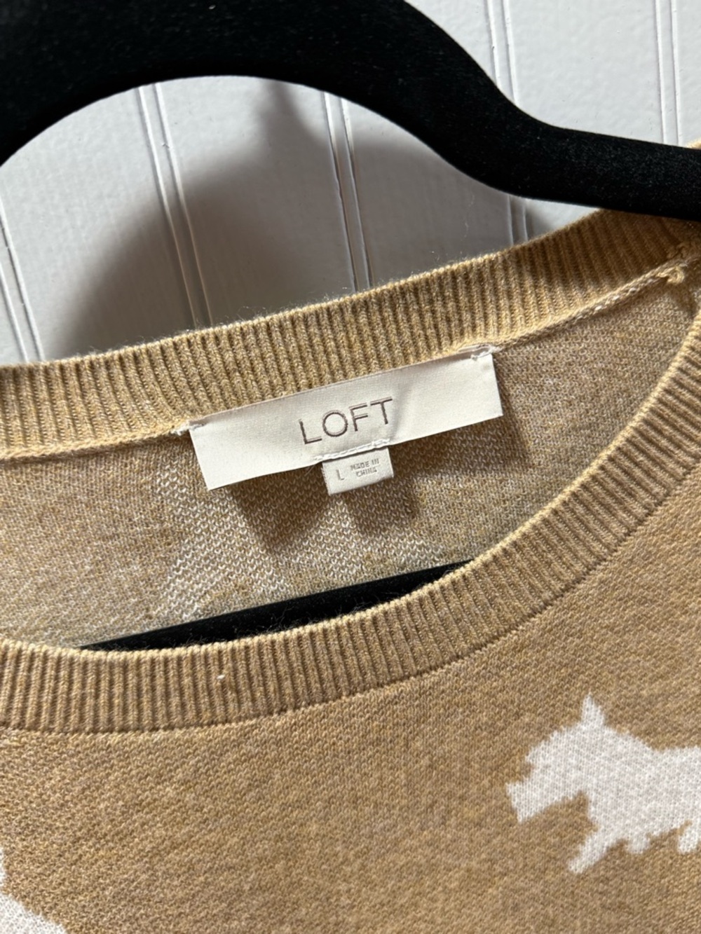 LOFT Camel Sweater with White Dog Motif - Picture 3 of 4
